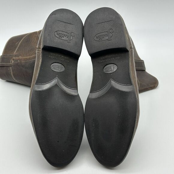 Justin Boots Mens Size 9.5 B Brown Leather Pull On Classic Roper Cowboy USA - Picture 11 of 16